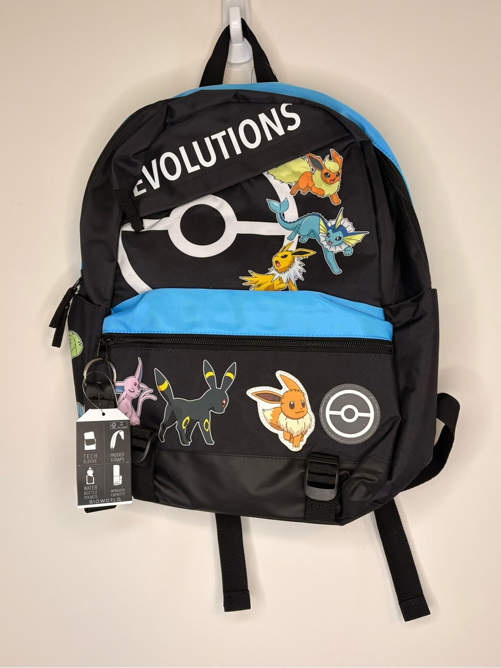 NWT Pokemon BioWorld Eevee Evolutions Black & Blue Backpack